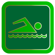person swimming sign